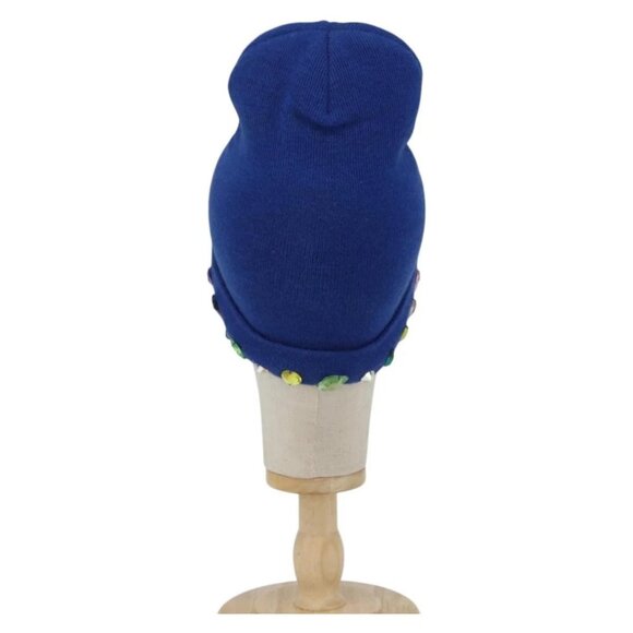 GUCCI NY Knitted Fabrics Hat Wool Blue Auth am10088V main image 8